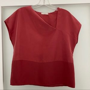 Le Lis brick red silk blouse short sleeve S